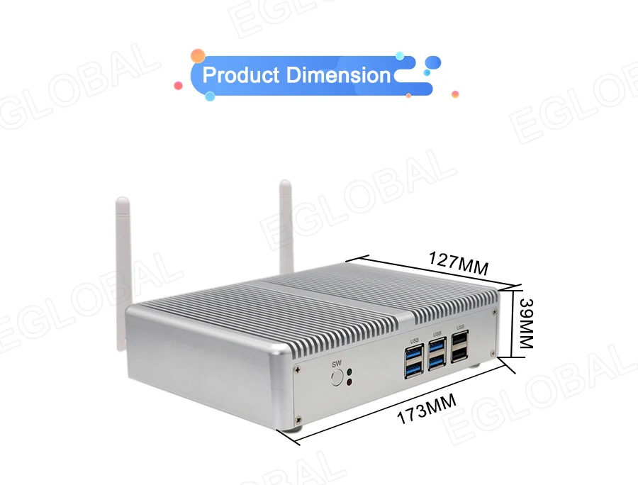 Eglobal дешевые безвентиляторные Мини ПК Windows 10 Pro Intel i5 7200U i3 7100U i7 4500U DDR4/DDR3 Barebone компьютер 4 K HTPC WiFi HDMI VGA