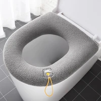 winter warm toilet seat cover closestool mat 1pcs washable bathroom accessories knitting pure color soft o shape pad bidet cover