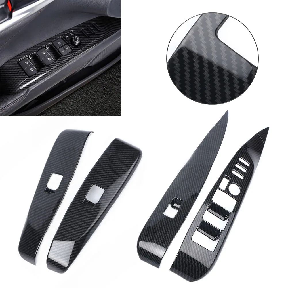 

4PCS Auto Window Lift Switch Button Panel Cover Trim Carbon Fiber ABS Car Styling Accessories for Toyota Camry 2018 Not Fit XSE