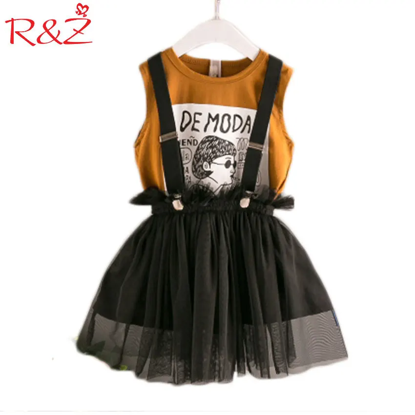 Комплект для девочек R &amp Z футболка с мультяшным принтом в Корейском стиле