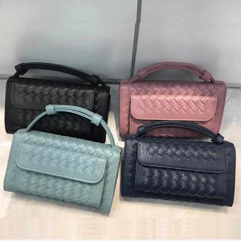 

New Arrival Women Wallet Purse Handmade Weave Bag Small Shoulder Bag Ladies Wallet Phone Bag Pouch Lady Chain Clutch Purse