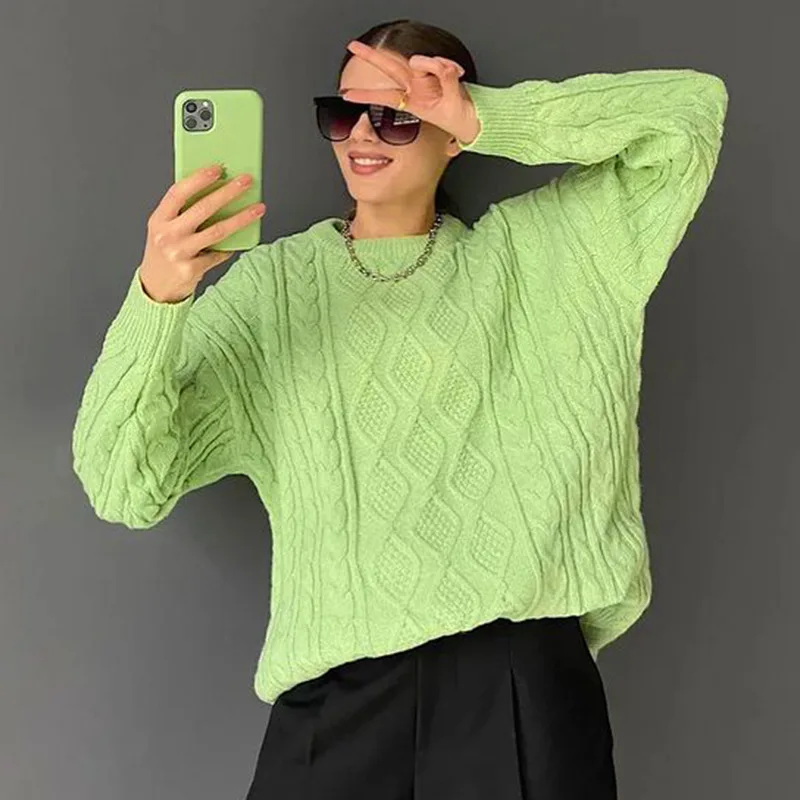 

Twist Sweaters Women Oversized Knitted Pullover Thick Warm Winter 2021 Tops Cashmere Long Sleeve Korean Lazy Oaf Casual Jumpers