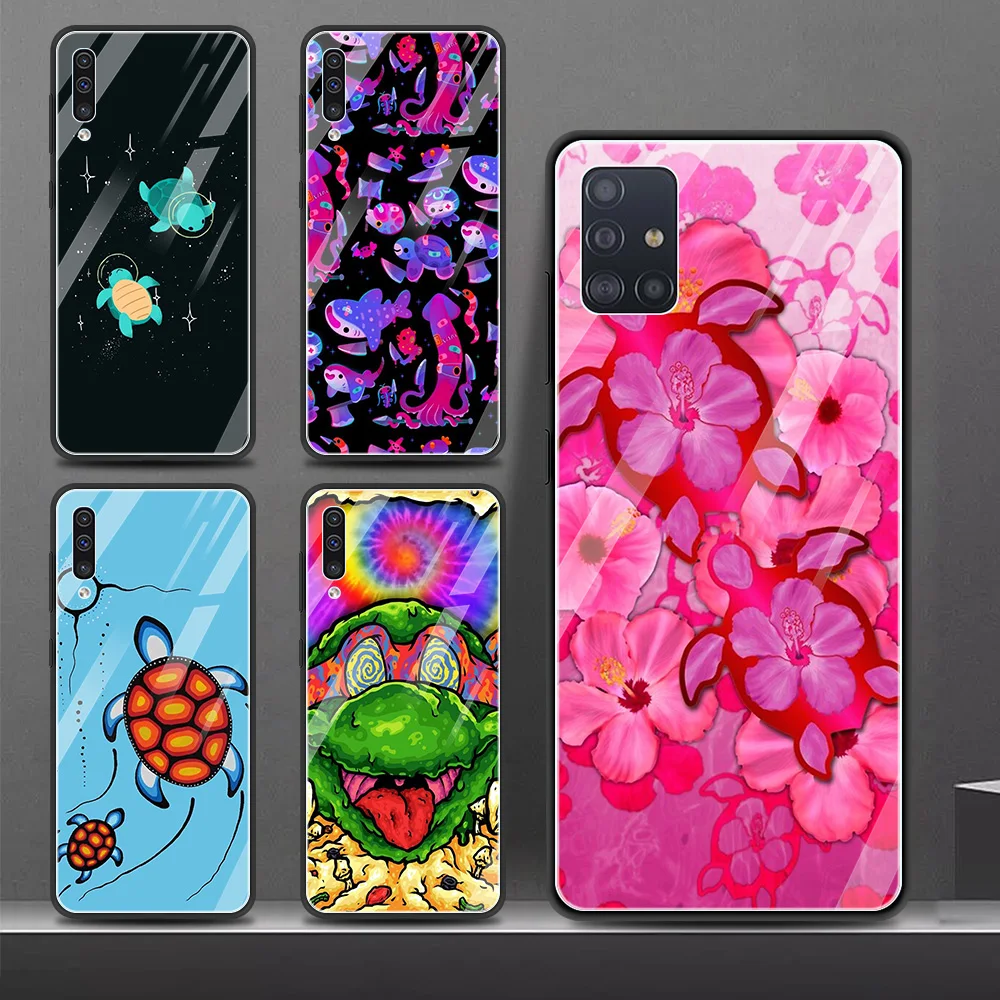 Чехол из закаленного стекла для Samsung Galaxy A70 A50 A40 A30 A20 A10 розовый гибискус и черепахи