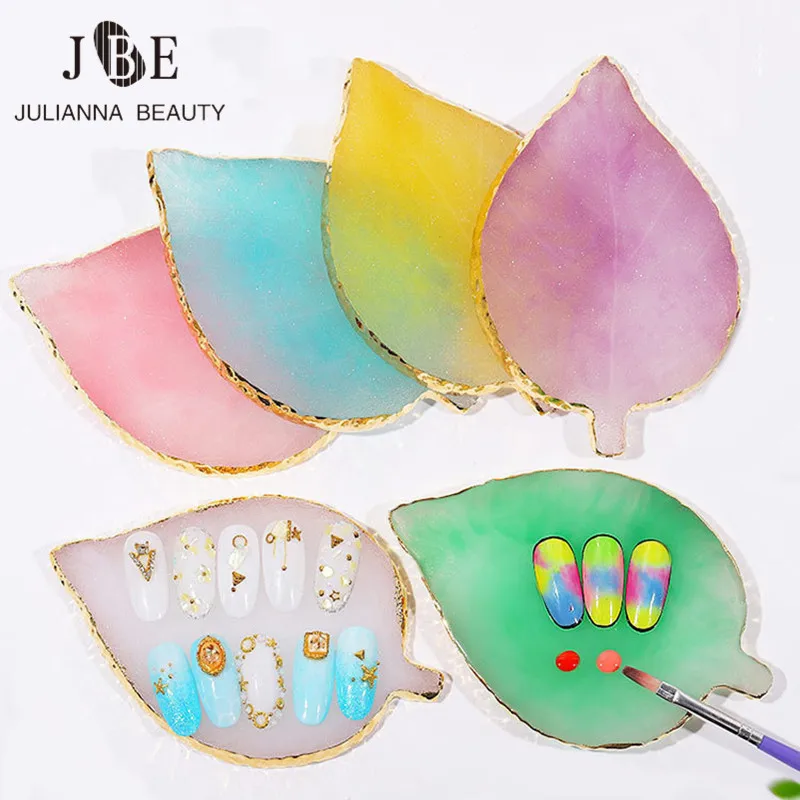 

1pcs Mixing Nail Palette 6 Color Paint Palette For Nail Resin/Agate Nail Palette Holder Drawing Display Showing Shelf Leaf Shape
