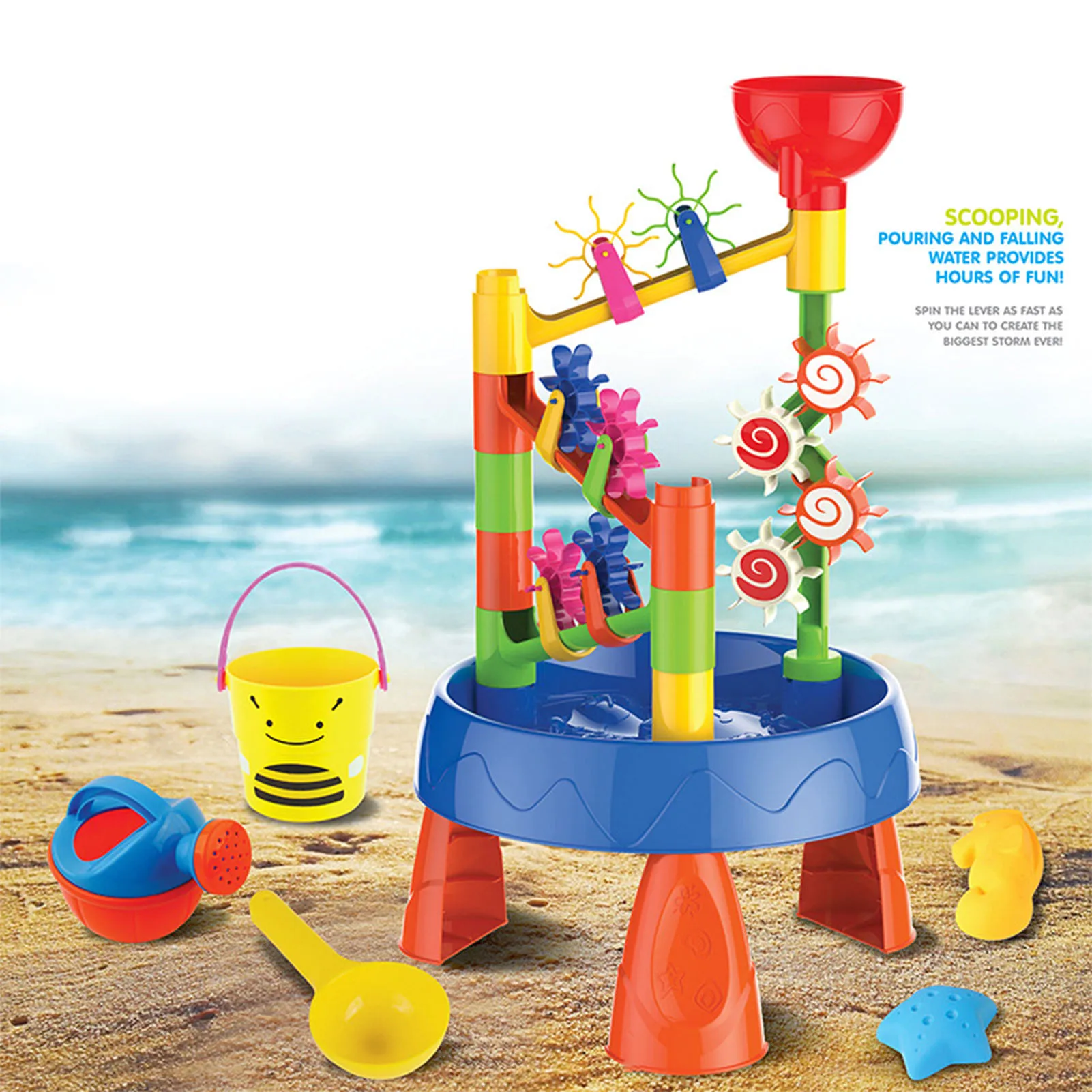 

Creative Baby Beach Toy Summer Sand Water Table Box Baby Kids Children Outdoor Beach Waterwheel Toys Family Play Toys Set