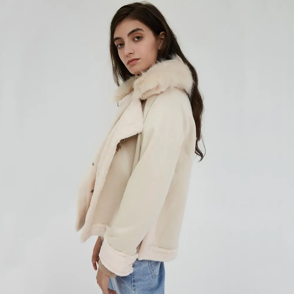 Wixra новая зимняя замшевая кожаная куртка женская из овечьей шерсти Толстая