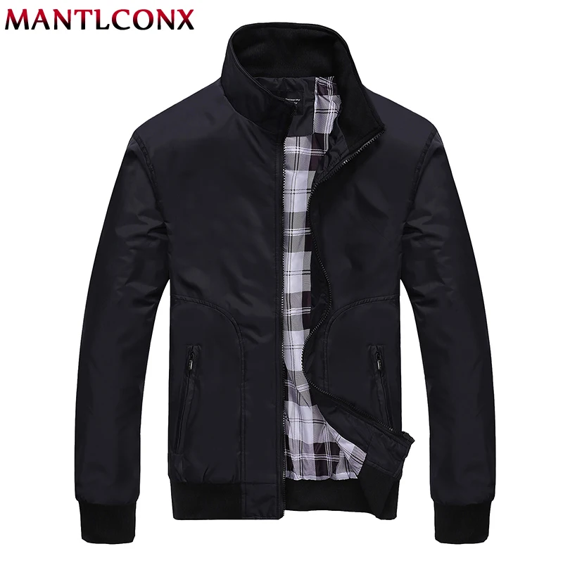 MANTLCONX Mens Jackets Autumn Casual Coats Solid Color Jacket Windbreak Stand Collar Slim Male Bomber M-4XL | Мужская одежда