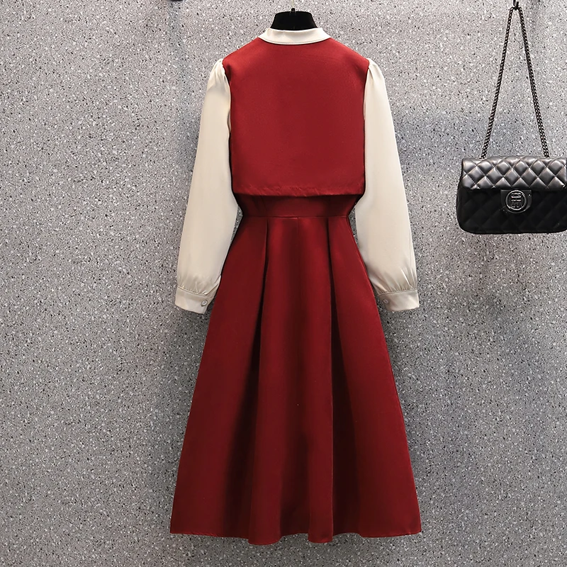 Осенне-зимнее новое платье в западном стиле с имитацией двух размеров - купить по