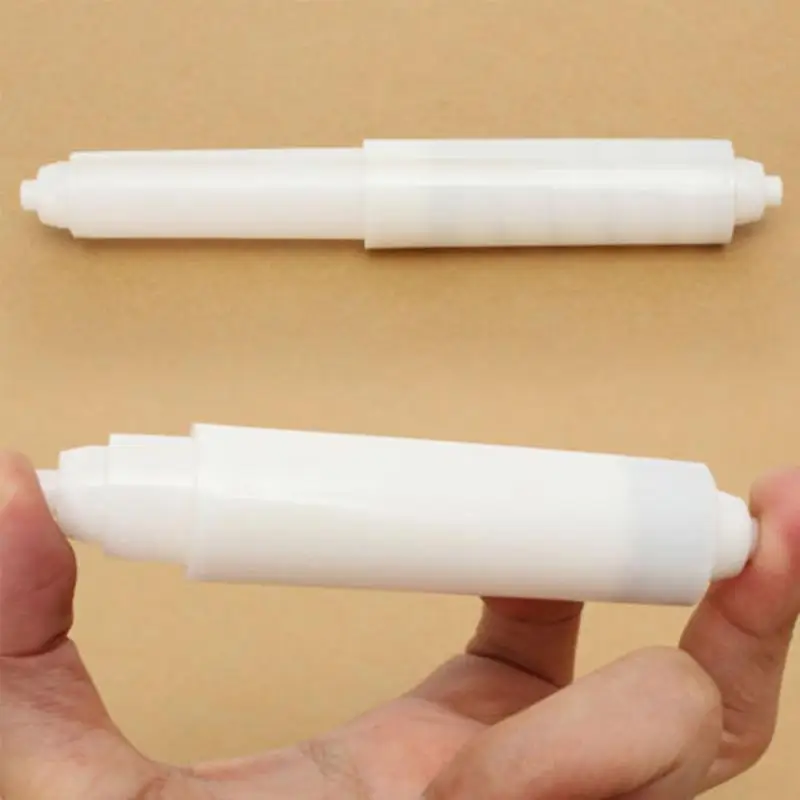 

Hot Sell 15cm Convenience Flexible Bathroom White Plastic Paper Roll Holder Insert Toilet Spindle Spring Replace Parts