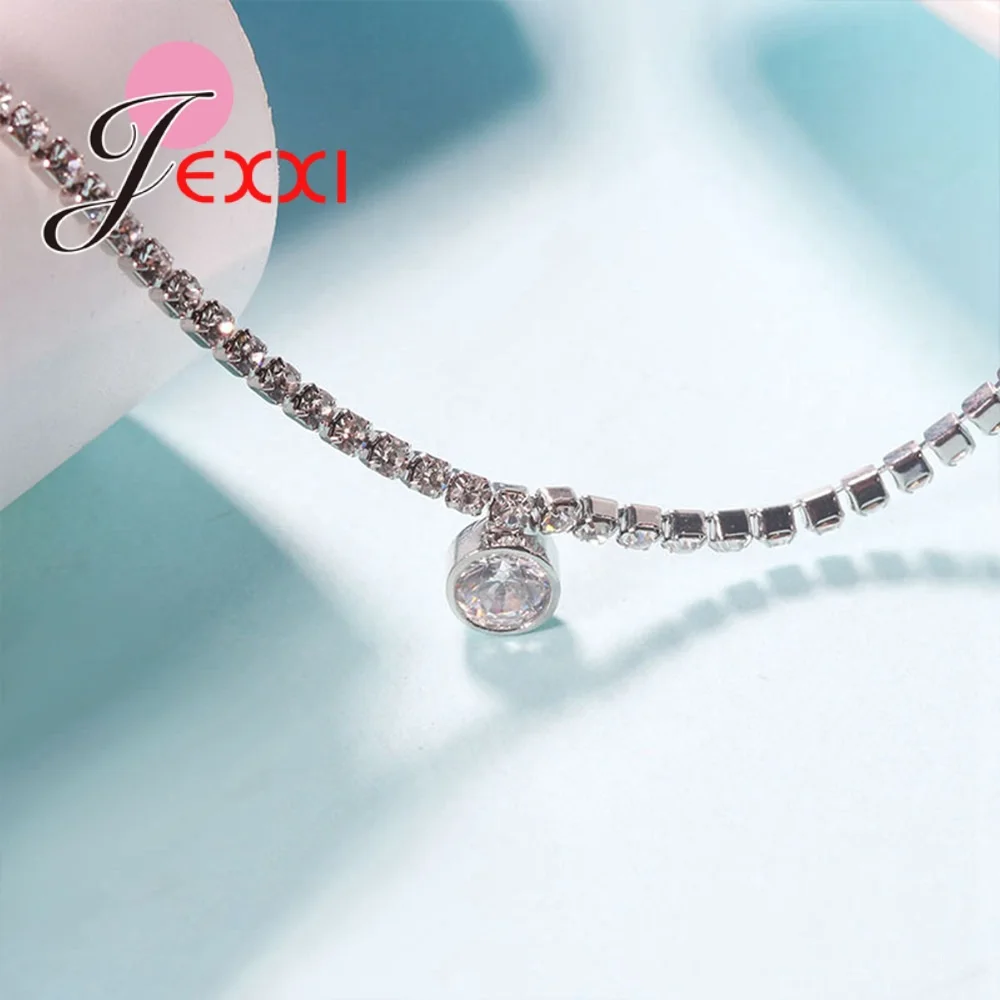 Adjustable CZ Rhinestone Tennis Bracelet &amp Bangle Silver 925 Jewelry Water Drop Charm For Women Bridal Engagement | Украшения и