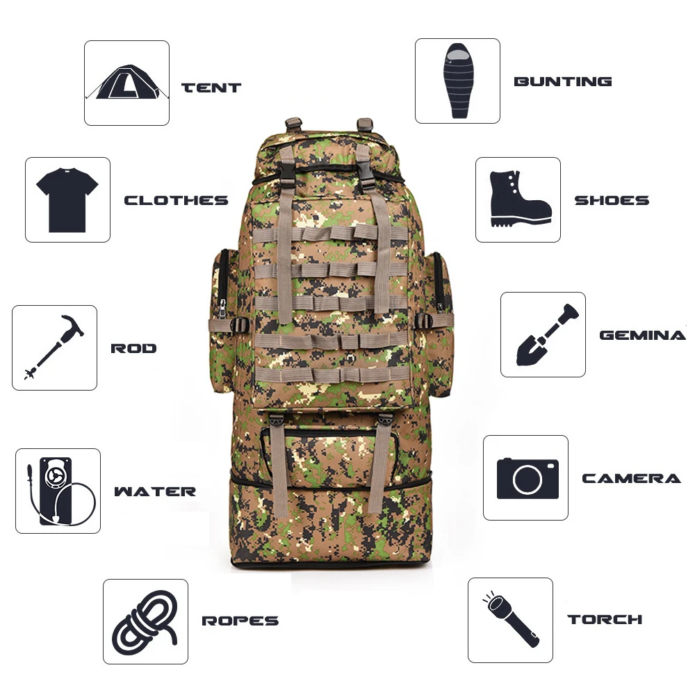 Outdoor 100L Large Capacity Mountaineering Training Hunting Backpack Molle Bug-out Bag Survival Exploration Trekking bag | Спорт и