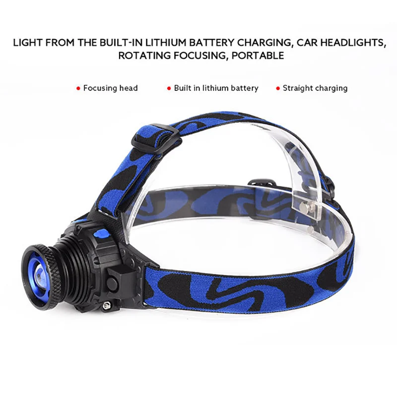 Powerful Portable LED Headlamp Built-in Battery USB rechargeable 3 Lights Modes Zoomable Torch Camping Hiking Light | Лампы и
