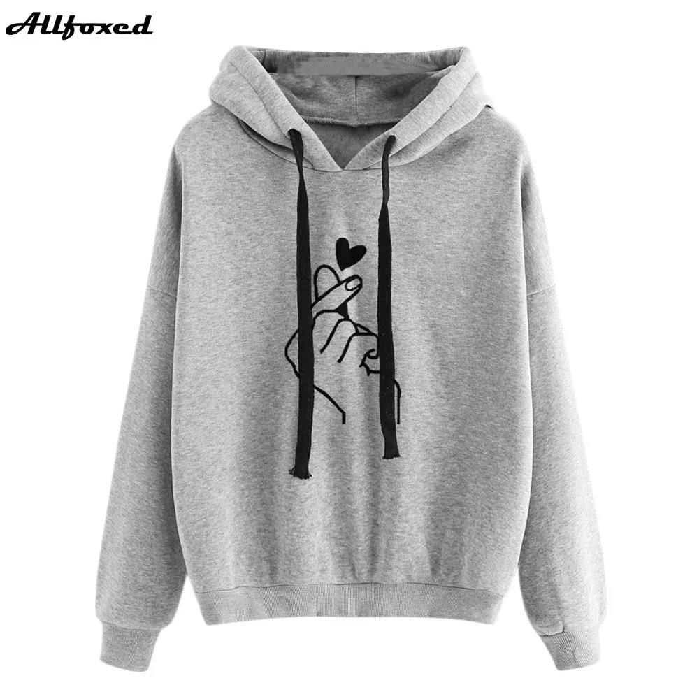 

Sweatshirt Women Plus Size Hoodie Spring/Autumn Clothes Heart Love Printed Long Sleeve Loose Pullover Candy Color Lady Clothing