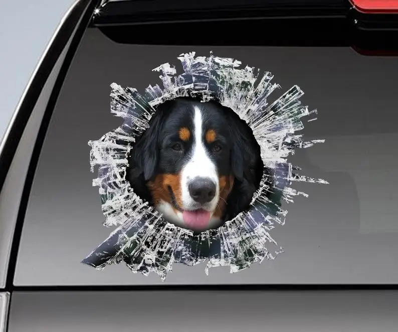 

Bernese mountain dog window sticker, brocken window car decal