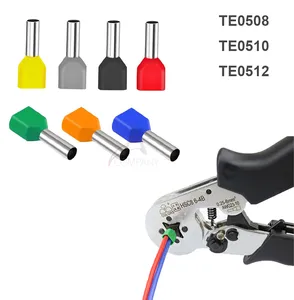 100PCS TE0508 TE0510 TE0512 Double wire tube type pre insulated end head LD4 cold pressed terminal  two 0.75 square