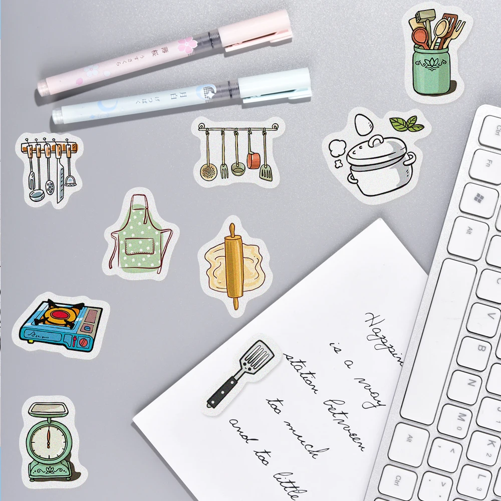 Etiqueta adhesiva de papel para decoraci&oacute;n, suministros de cocina para diario, cuaderno, &aacute;lbum de recortes, papeler&iacute;a, 40 Uds.-3