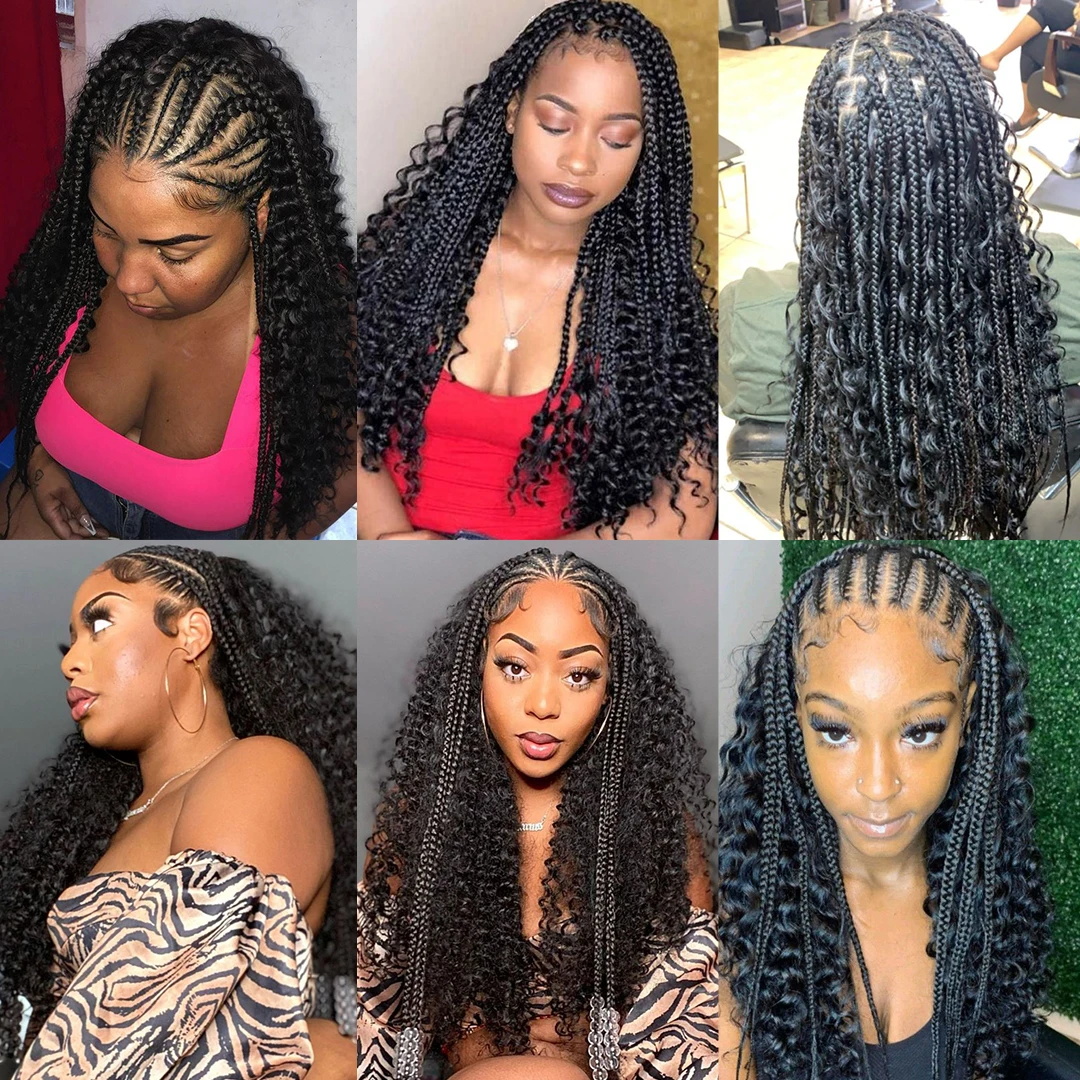 Goddess Braids 13x4 HD Lace Frontal Wig Braided Half Up Down Hair Black Women 250 Density Hairstyles | Шиньоны и парики