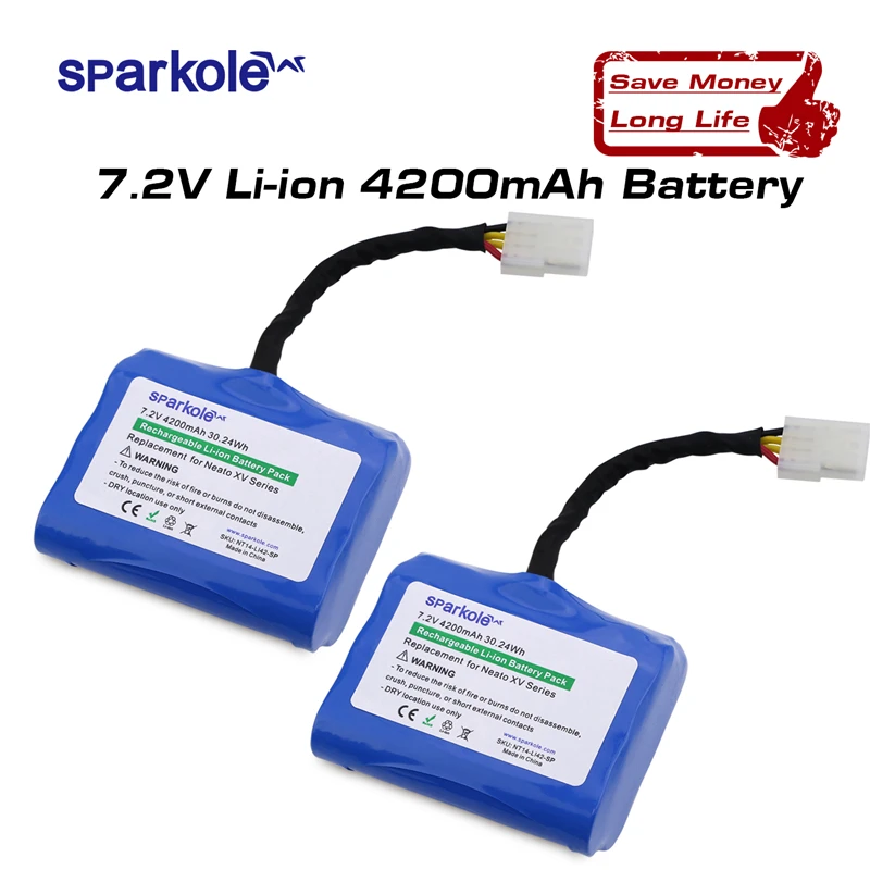 

Sparcole 4200 мАч литиевая батарея для Neato XV-11 XV-12 XV-14 XV-15 XV-25 XV-21 XV Signature Pro Роботизированный пылесос 2 шт