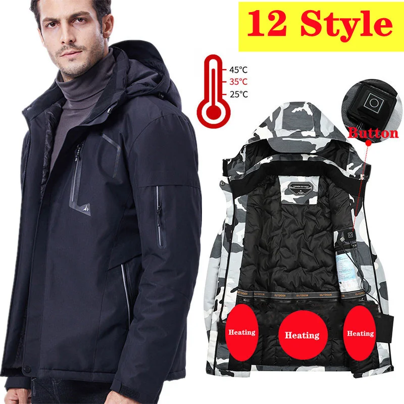 

Мужская и женская куртка с подогревом, зимняя уличная теплая спортивная куртка с электроподогревом и USB, Модная хлопковая одежда