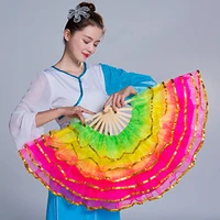 19 styles colorful folding flexible dyed silk fan chinese style handmade yangko dance performance props