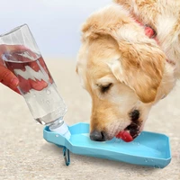 pet dog travel water bottle dispenser foldable plastic cat drinking water feeder portable outdoor pet puppy bowl drinker 500ml