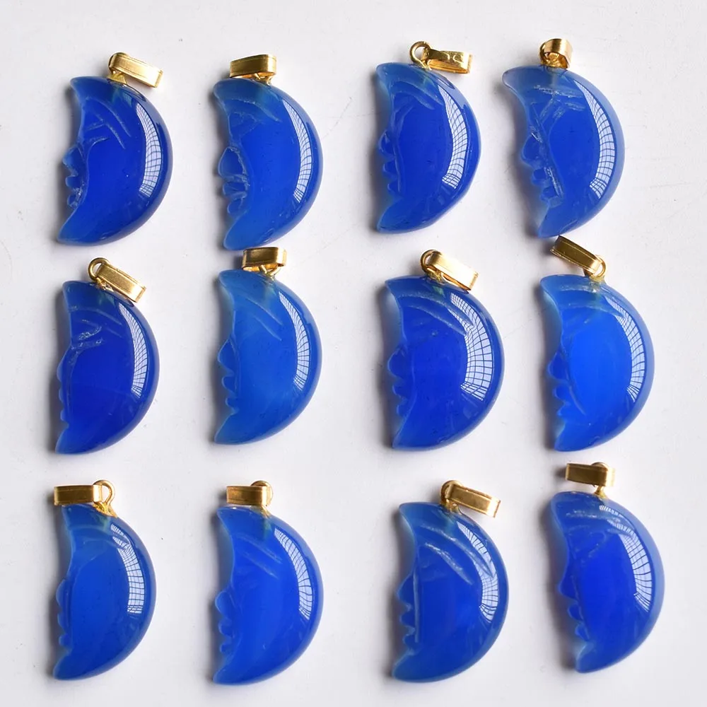 

2020 модные подвески в ассортименте из натурального голубого оникса, резная луна, Бог, Очаровательные Подвески для изготовления ювелирных из...