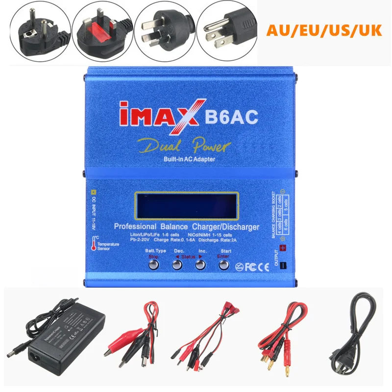 IMAX B6 AC B6AC RC Charger Lipo Battery Balance Charger 80W 6A Nimh Nicd RC Discharger Adapter for RC Drone Helicopter Gaoneng