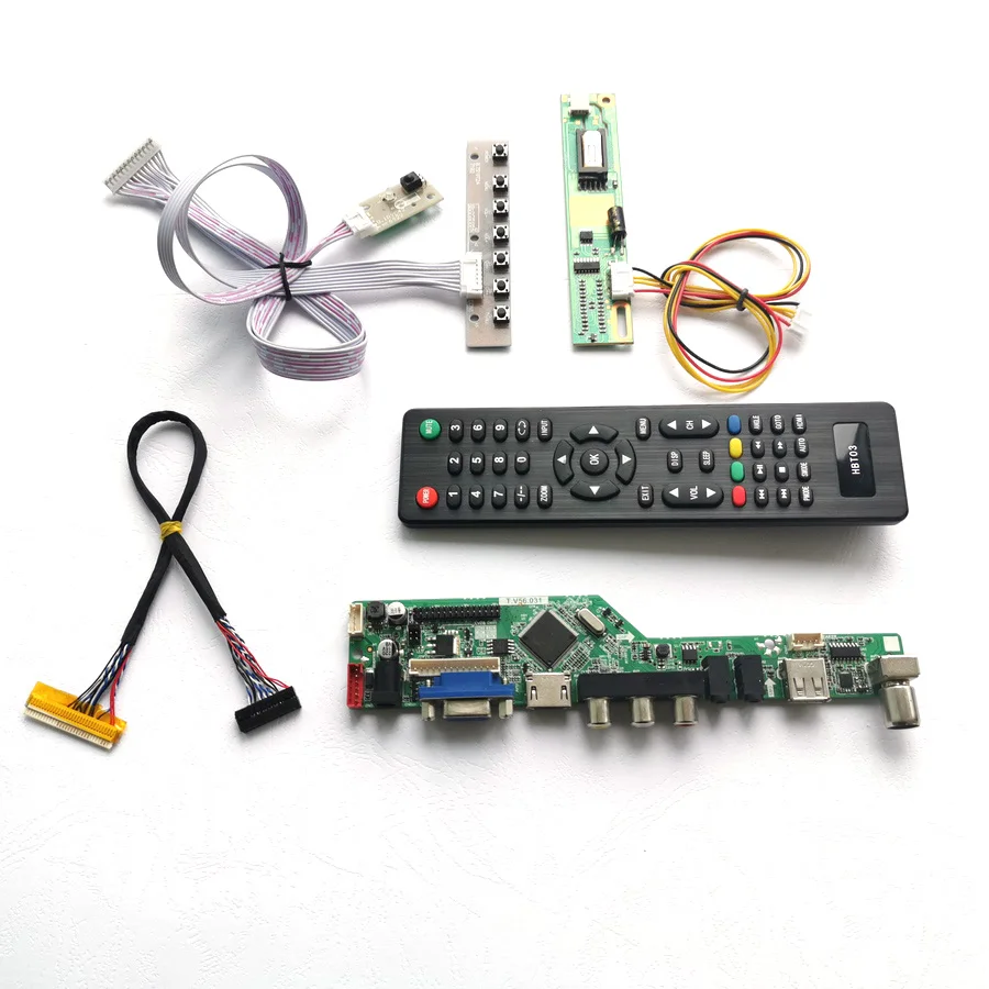 

For B141EW02 V1 V3 V4 VGA USB AV keyboard+Remote+Inverter LVDS 1CCFL 30Pin LCD panel monitor T.V56 drive card board DIY kit