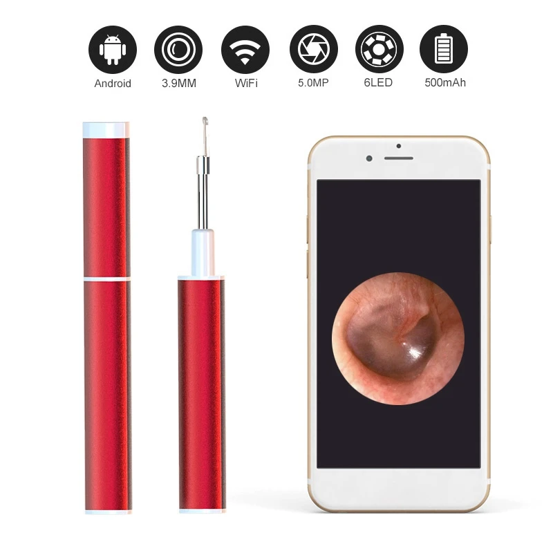

Ear Camera Wireless 5.0MP 3.9mm Ear Scope Camera WiFi Smart Visual Ear Otoscope Camera Ear Cleaning Tool