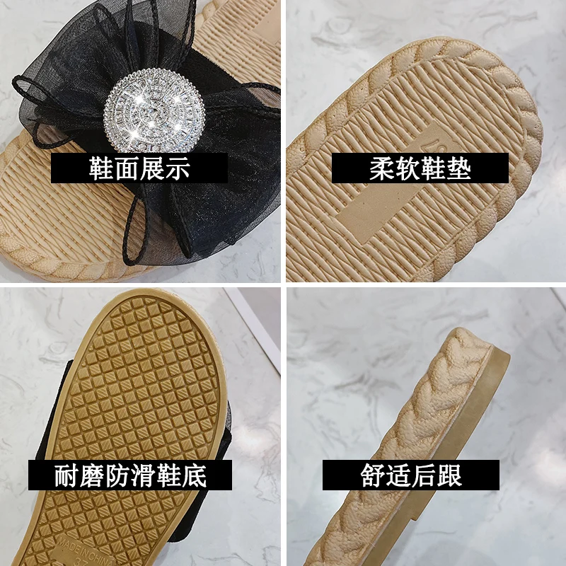 

Beach Shoes Slippers Flat Low Slipers Women Butterfly-Knot Luxury Slides Sabot Soft 2021 Designer Scandals Rubber Cotton Fabric