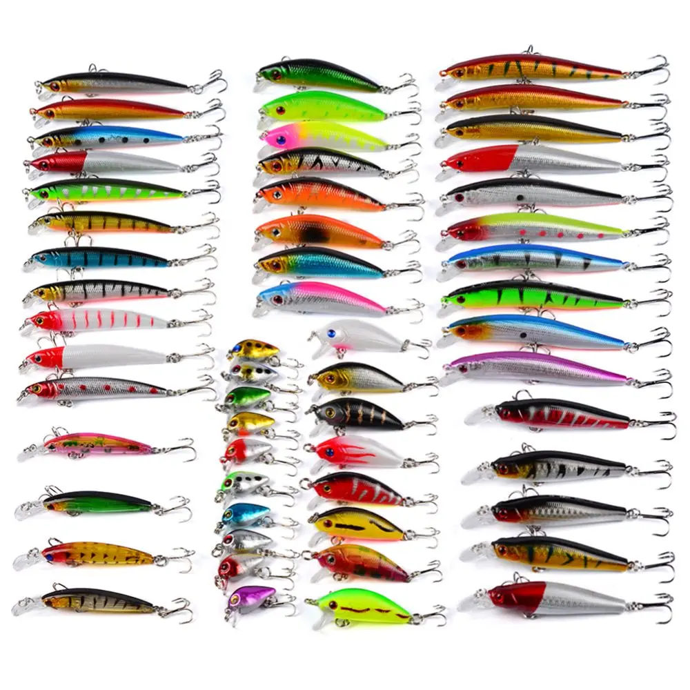 

56PCS Fishing Lure Set Fishing Hard Bait Mini Minnow Floating Swing Crankbait Crazy Wobblers Artificial Bionic Crank Lures