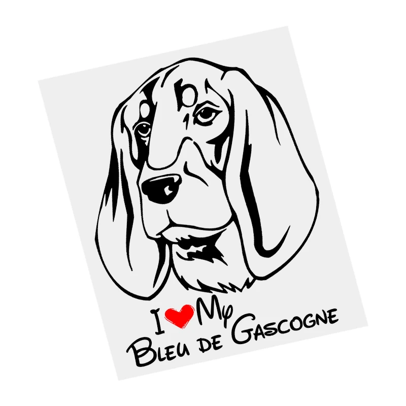 

S61453# I Love My Bleu de Gascogne Petit Dog Black Transparent Car Sticker Vinyl Decal Waterproof Decors for Motorcycle Bumper