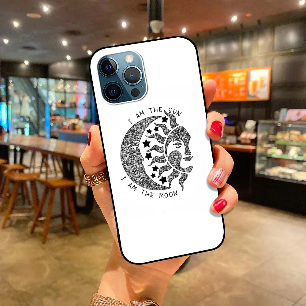 

Fashion Sun And Moon Face Fitted Phone Case for iPhone 11 12 Pro 12mini SE XS Max XR X 8 Plus 7 + 6 6S Silicone Cover Back Coque