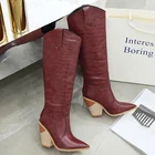 Женские винтажные сапоги до колена, бордовые сапоги на танкетке 10 см, зимняя теплая обувь В рыцарском стиле, 2021