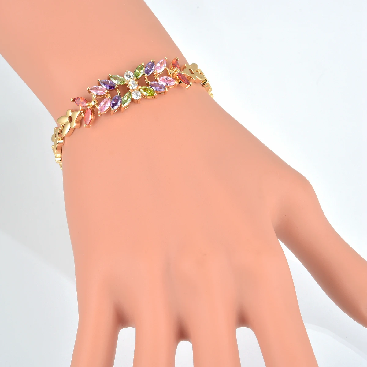 Модные ювелирные изделия золотой цвет многоцветный кубический цирконий Радуга CZ