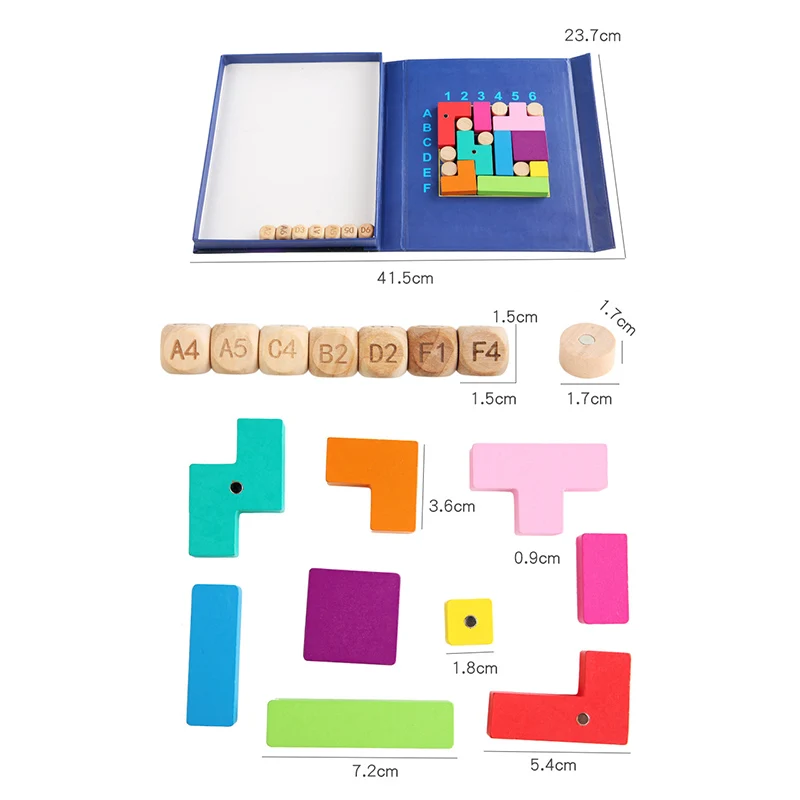 

Children Wooden Magnetic Block Puzzle Logical Thinking Square Matching Game
