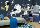 Мультяшный космический корабль для гостиной ТВ фоновые обои 3D Звездное Небо Космос обои для детской спальни столовой роспись мальчика