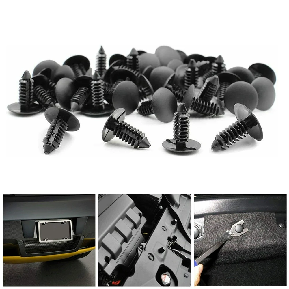 

Rivets Plastic Clips Black Accessory Parts Replacement Hole Bumper Shield