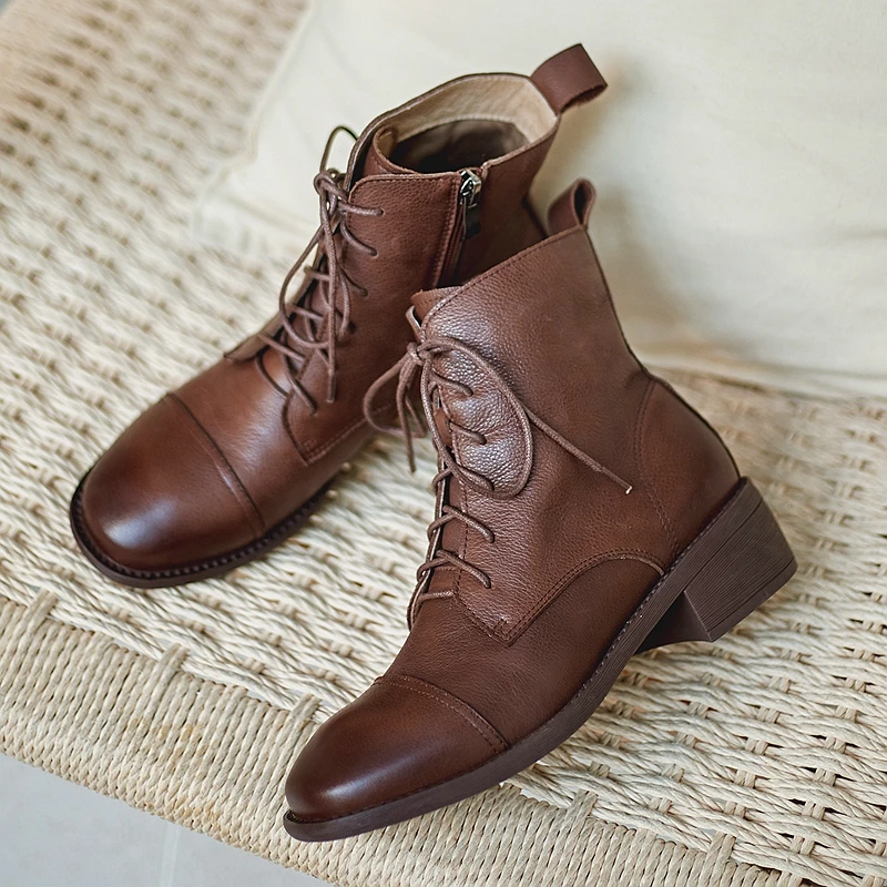 Женские ботильоны Обувь из воловьей кожи Бархатная обувь Сезон осень зима