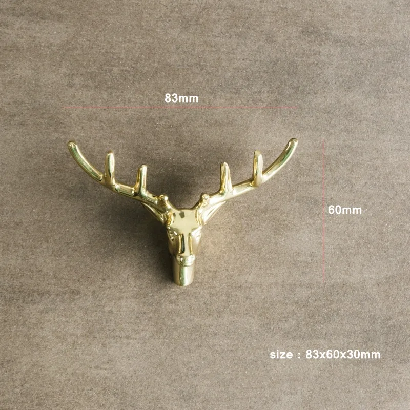 Американский голова оленя ретро стиль ручка твердая латунь золотой черный ящик