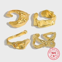sterling silver 925 minimalist irregular metal folds alien open index finger ring trendy personalized fine jewelry