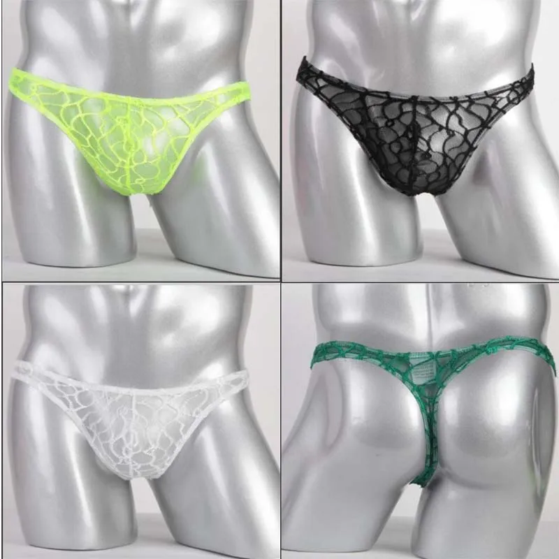 Сексуальное Кружевное Прозрачное нижнее белье для мужчин стринги бикини джоки