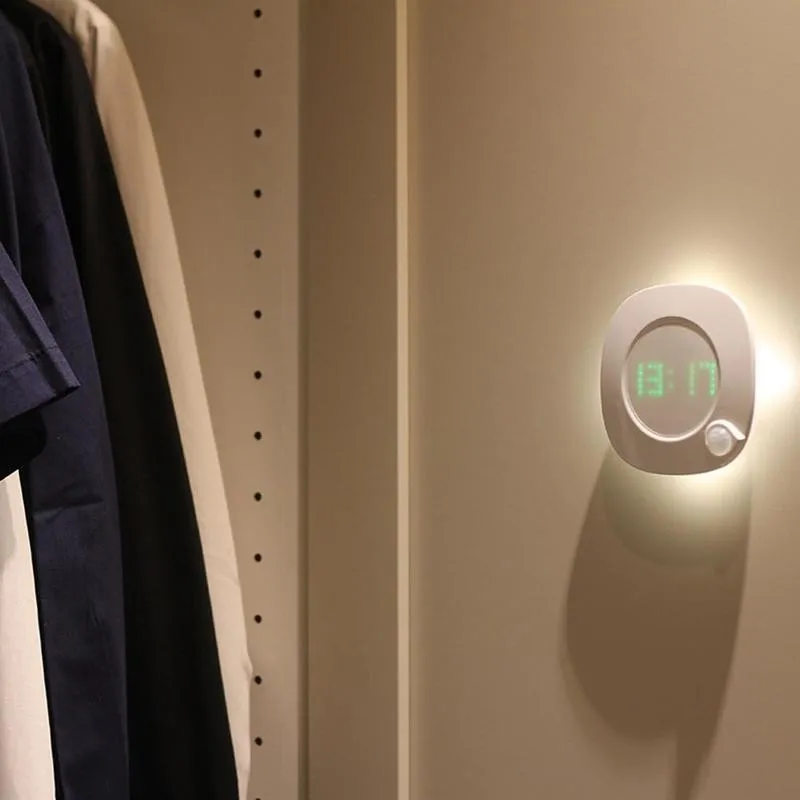 

1pc LED Motion Sensor Light Time Display Human Body Sensor Motion Induction Table Light Charging Light Home Lamp Night Wall E6N6