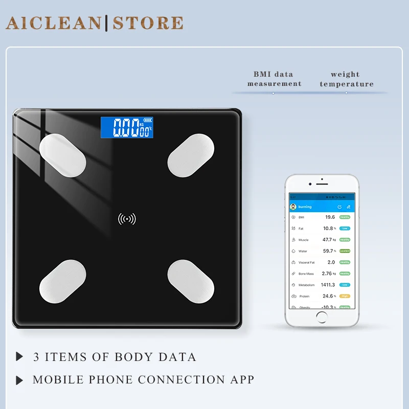 

Body Fat Scale Smart BMI LED Digital Bathroom Scale Wireless Bluetooth Weighing Scale Balance Monitor Body Composition Household