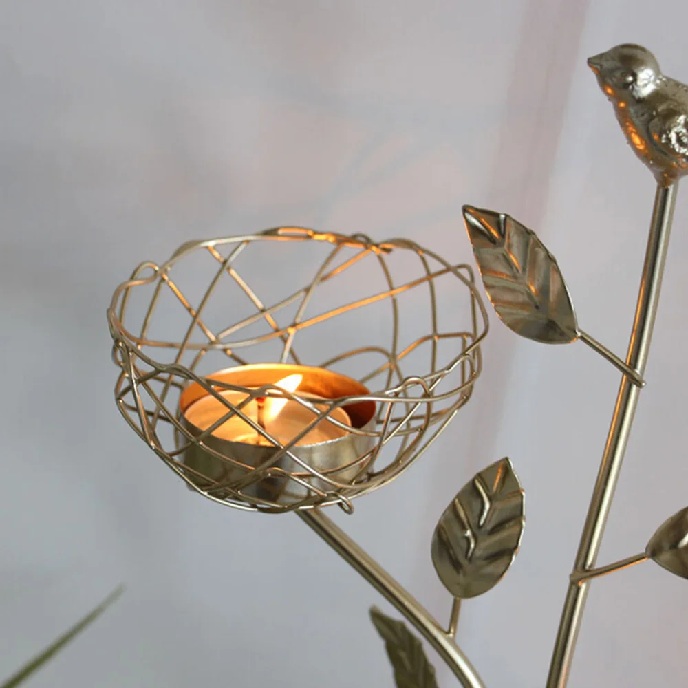 

Nordic Wrought Iron Candlestick Golden Bird Scented Candleholder Wedding Dining Table Romatic Decoration Candle Stand Furnishing