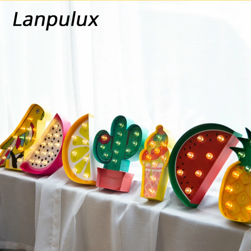 Lanpulux Экологически чистая бумажная фруктовая Ночная лампа мороженое попугай декоративный кактус лампа окно дисплей моделирование огни фотографии реквизит
