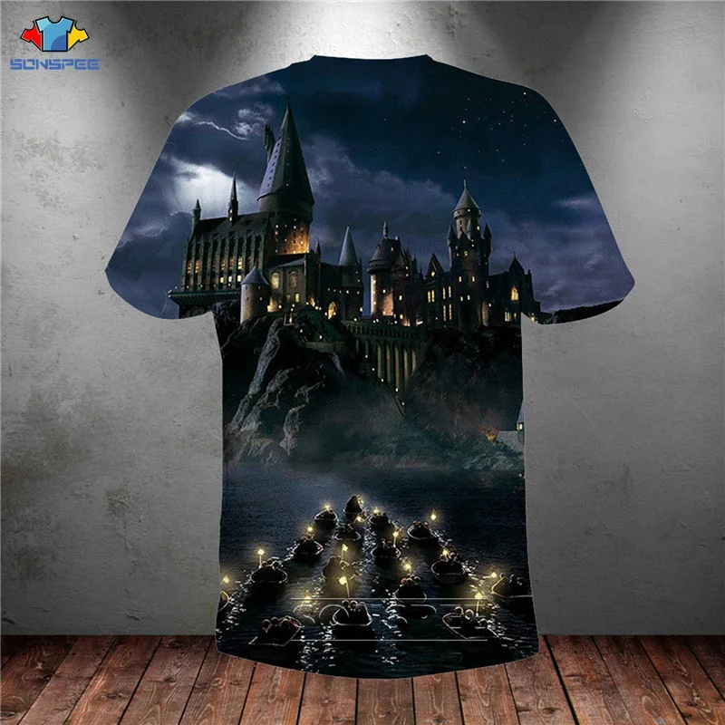 

SONSPEE Summer Fashion Custom Tee Shirts Hogwarts School 3D Print Mens Casual Top Streetwear Women Clothing Short Sleeve T shirt