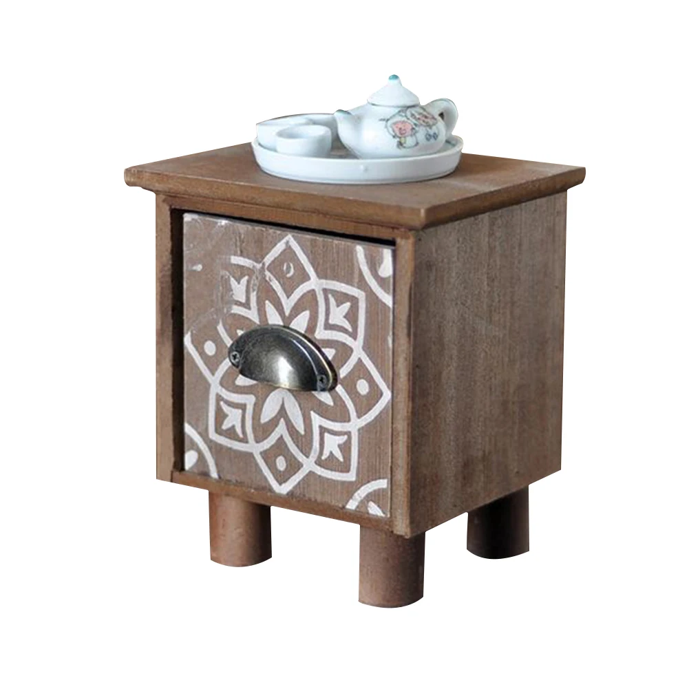 

Photography Props Chair Decoration Easy Install Infant Take Photos Wood Geometric Pattern Accessories Newborn Baby Tea Table Set