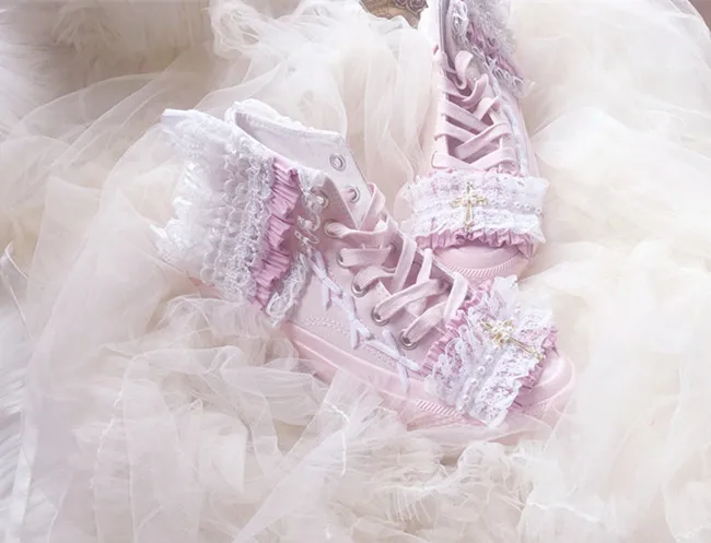 Туфли женские на плоской подошве красивые парусиновые туфли принцессы с розовым