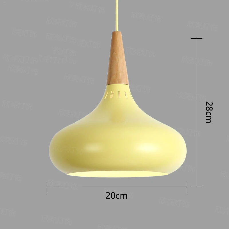 Diameter 20cm Светодиодный подвесной светильник, винтажный Лофт, подвесные светильники/подвесные лампы, алюминиевый подвесной светильник, деревянные подвесные светильники, кухонная лампа - Цвет корпуса: Diameter 20cm